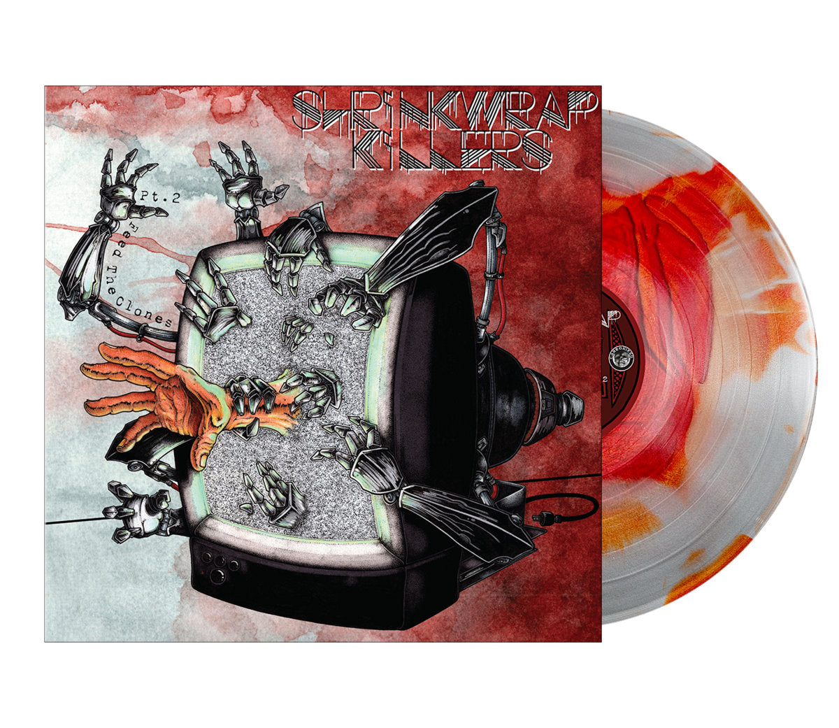 SHRINKWRAP KILLERS: Feed The Clones Pt.2 Vinyl LP (Blood Red / Silver Merge) cover