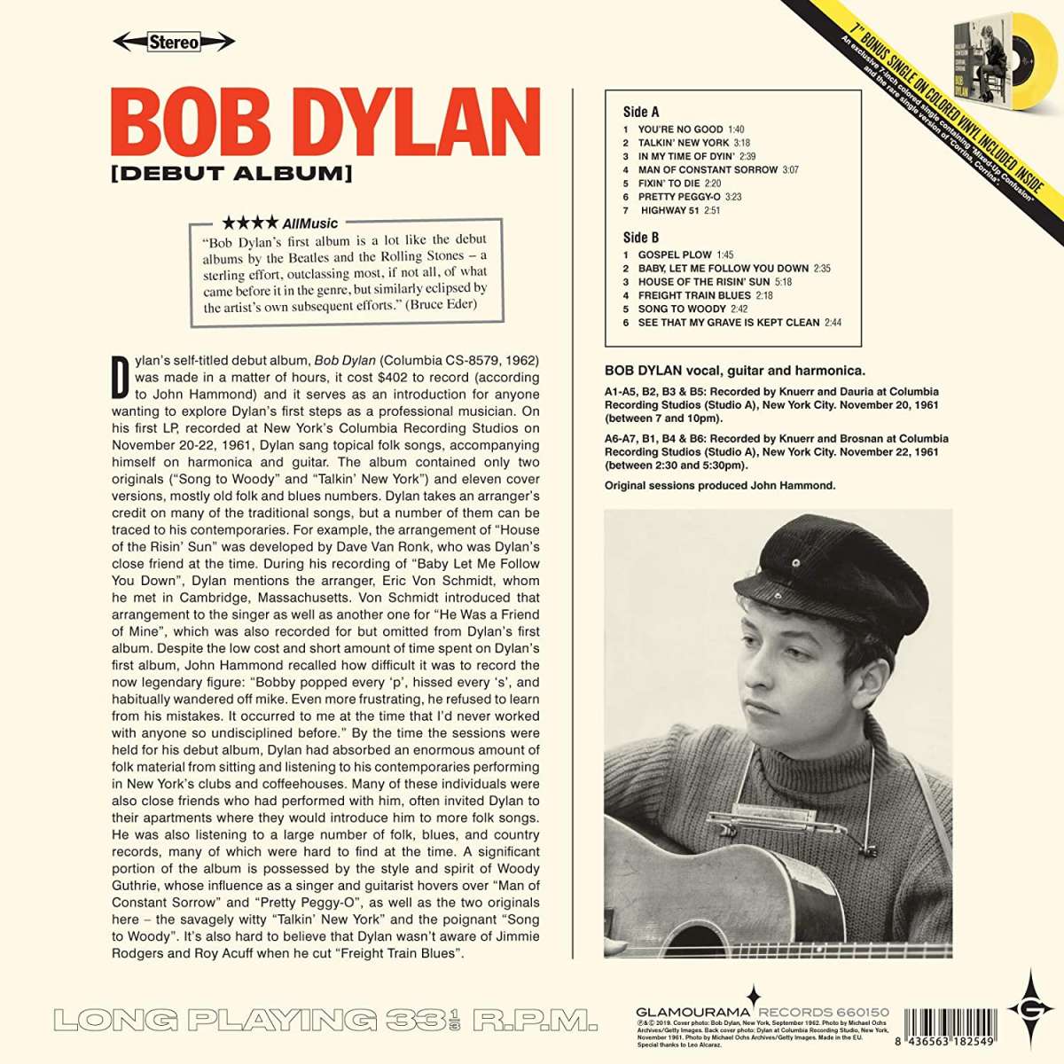 BOB DYLAN: Bob Dylan Vinyl LP (Glamourama, 180g, Ltd. + Bonus 45rpm)