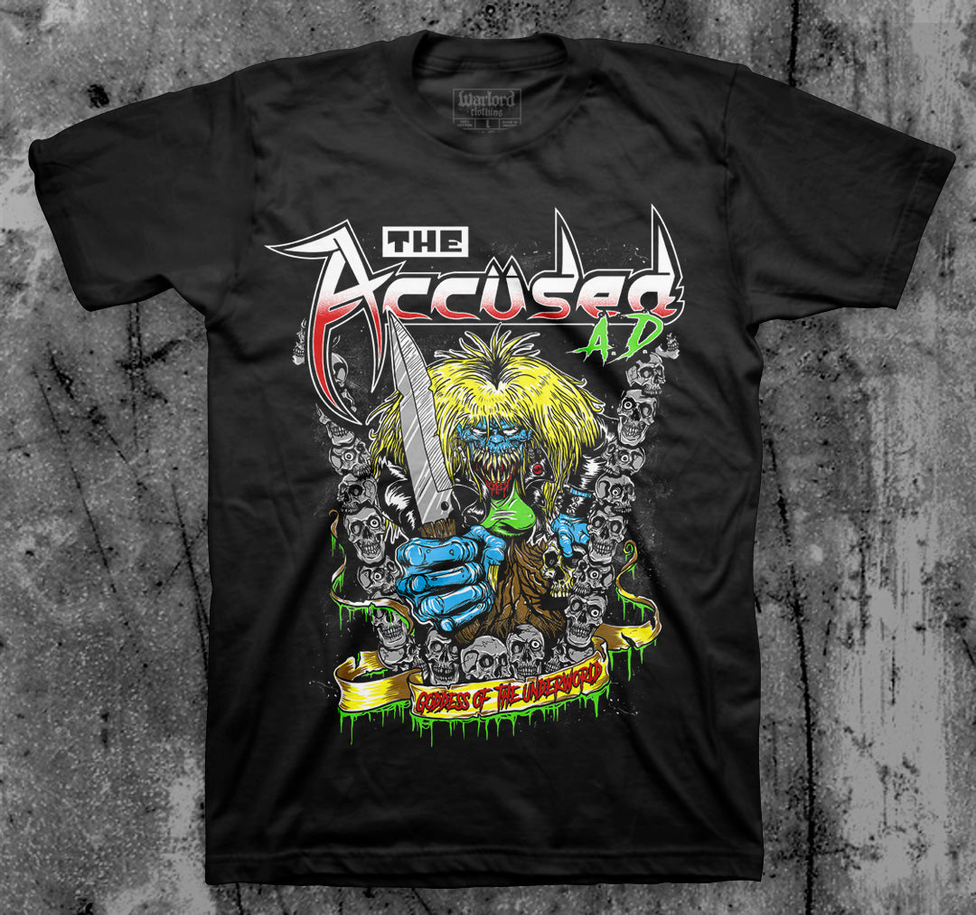 ACCUSED_A_D_Goddess_Of_The_Underworld_T_shirt_Front_in_Australia_Global_Disrupt_Records
