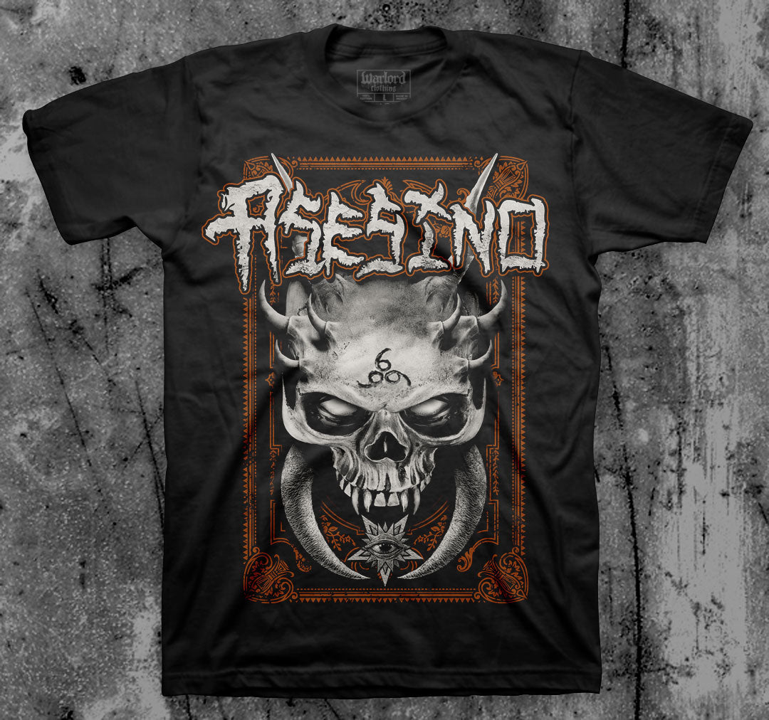 ASESINO_Demon_Skull_T_shirt_Front_in_Australia_Global_Disrupt_Records