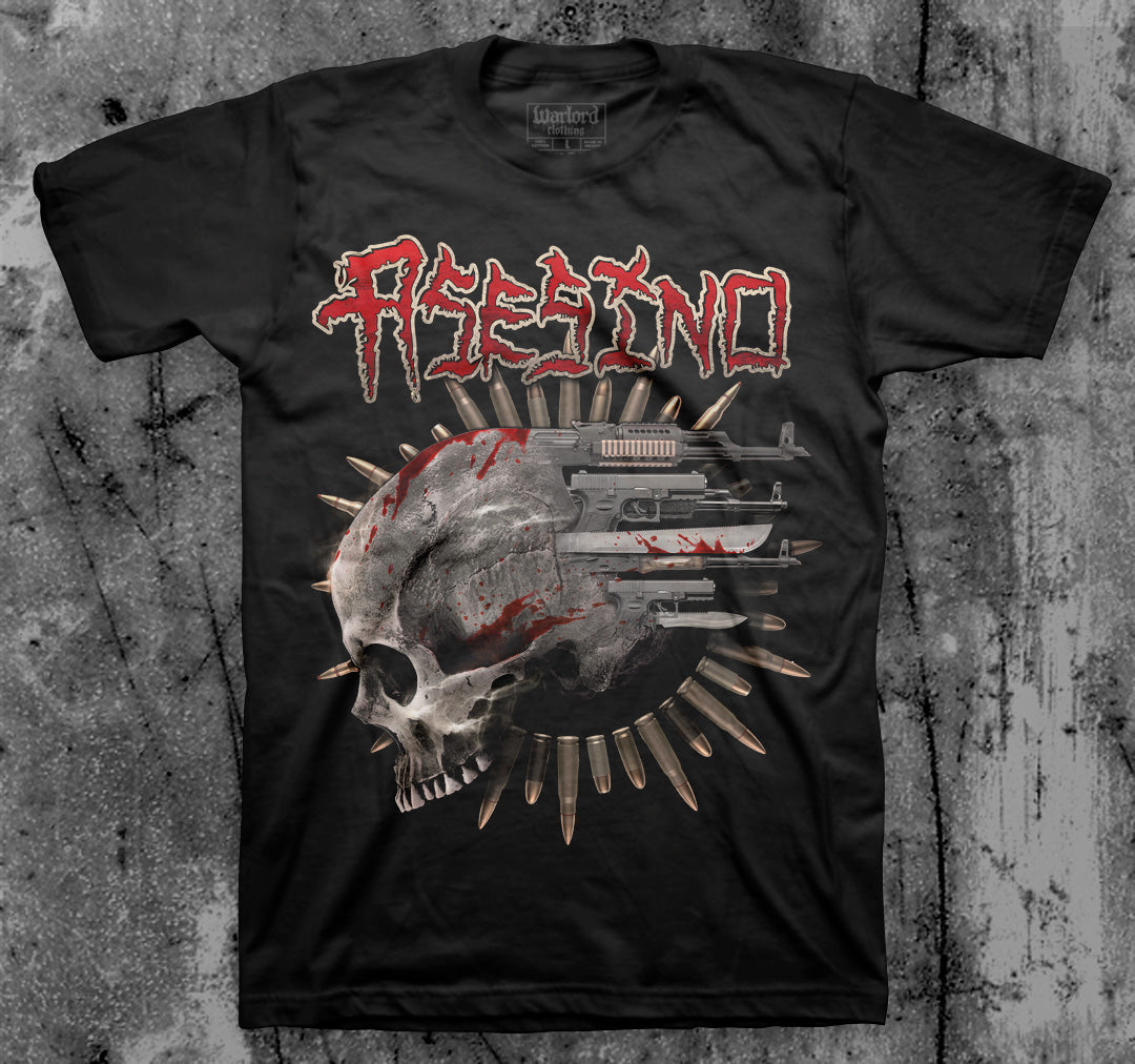 ASESINO_Weaponized_Skull_T_shirt_Front_in_Australia_Global_Disrupt_Records