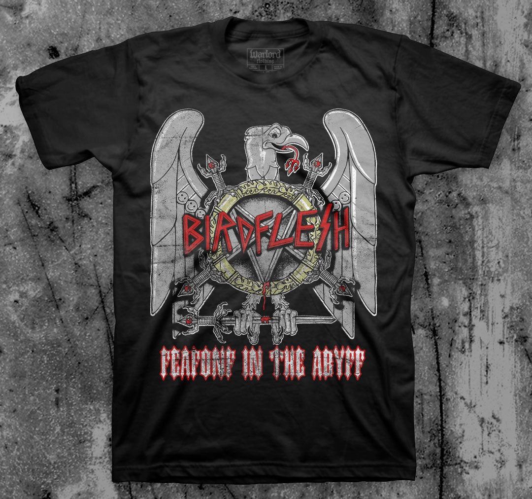 BIRDFLESH_Feafonf_In_The_Abyff_T_shirt_Front_in_Australia_Global_Disrupt_Records