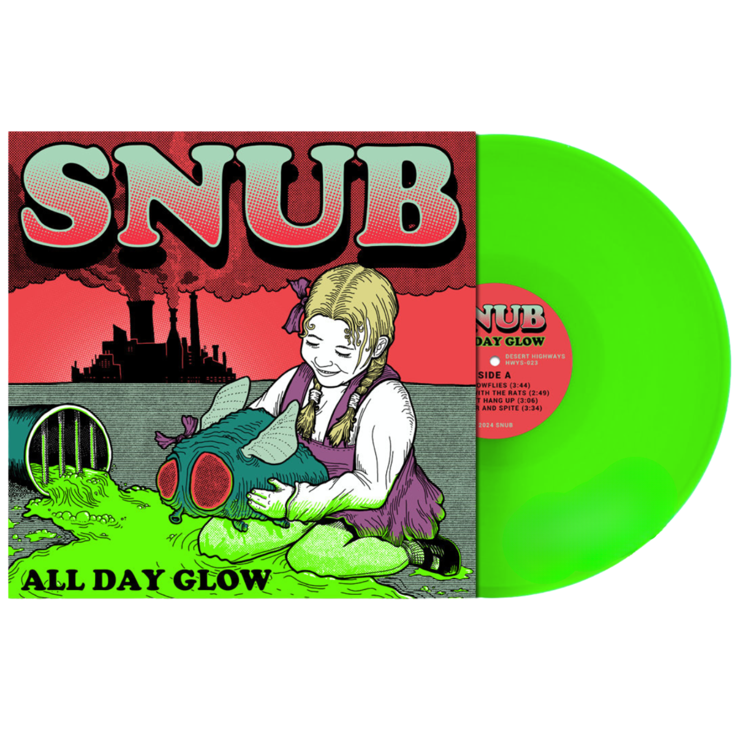 SNUB_All_Day_Glow_Vinyl_LP_(Fluoro_Green)_in_Australia_Global_Disrupt_Records