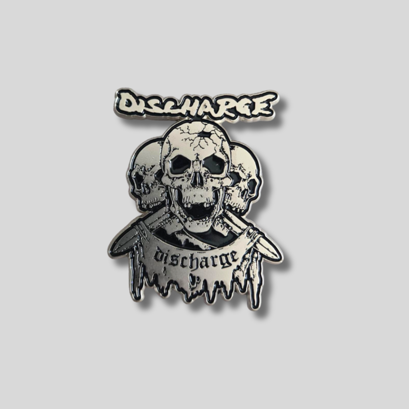 DISCHARGE: Logo (Nickel) Enamel Pin