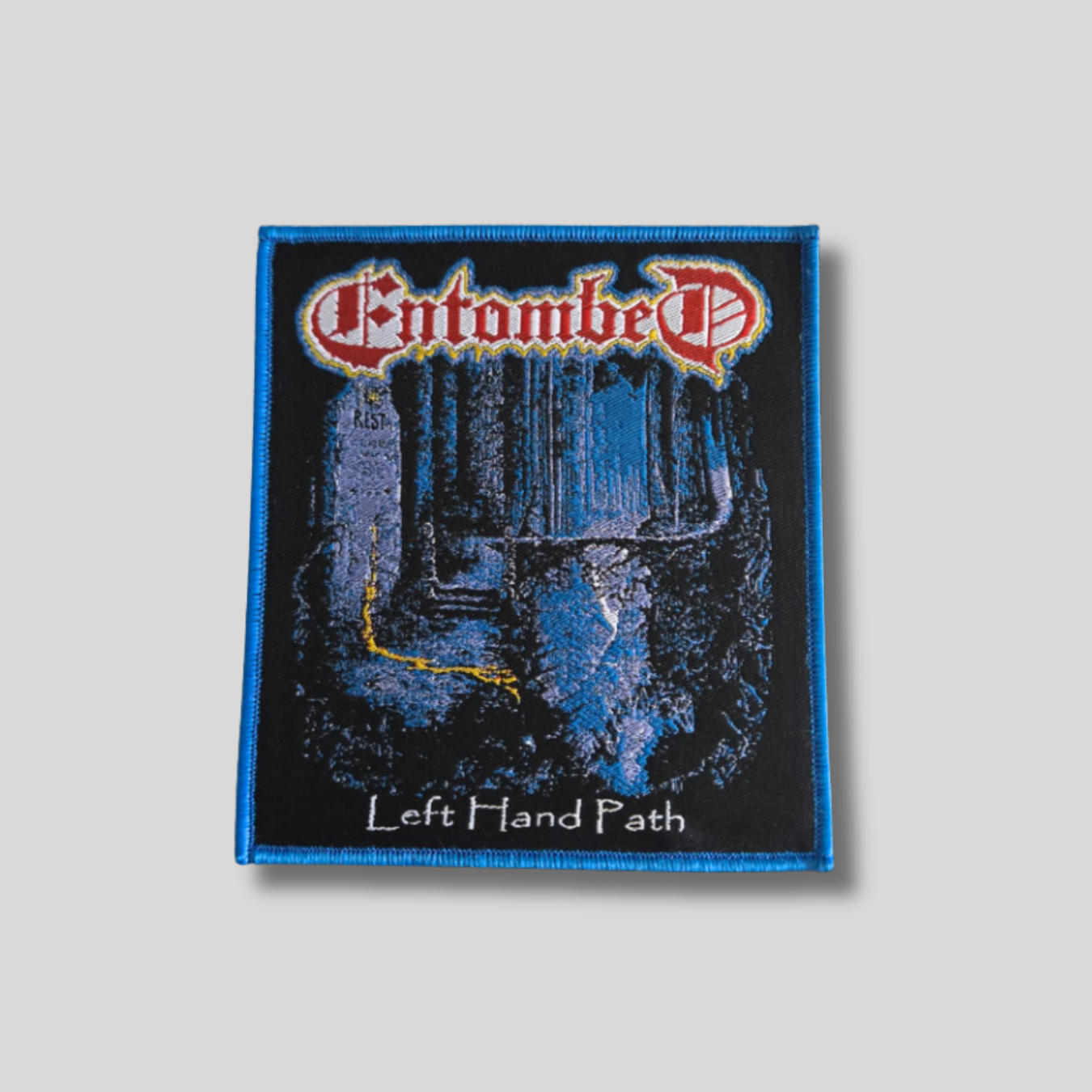 ENTOMBED: Left Hand Path (Blue Border) Woven Patch