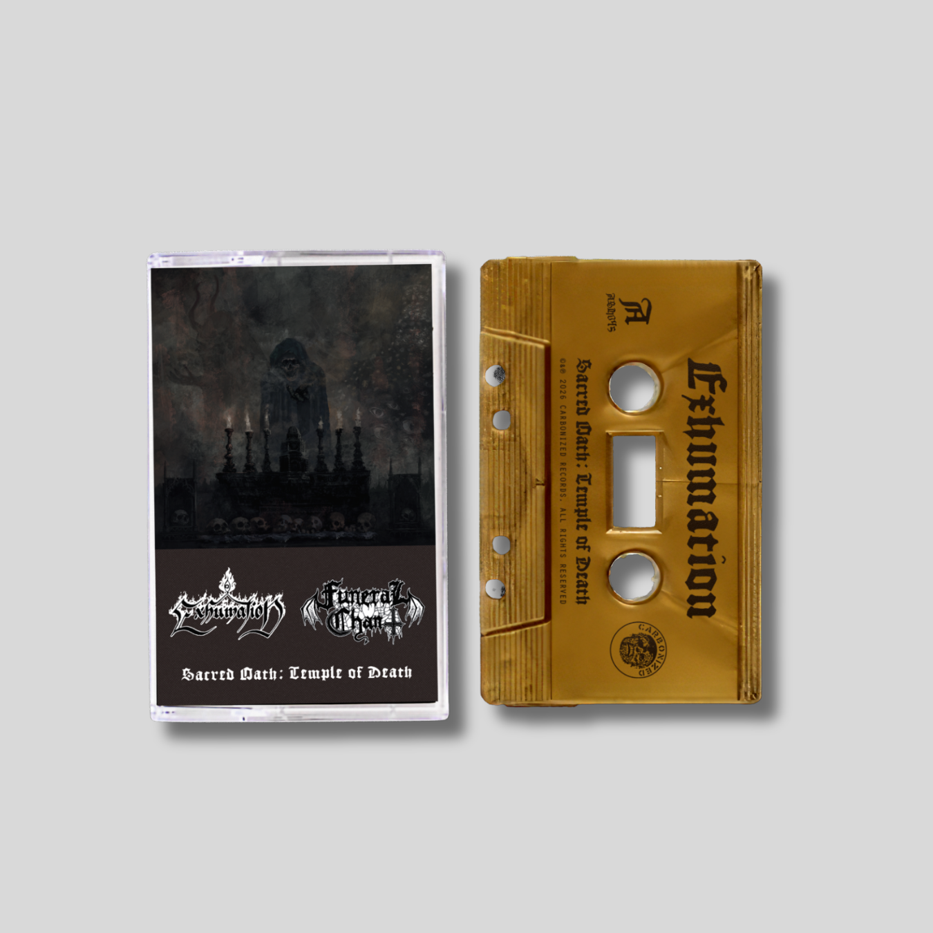 EXHUMATION / FUNERAL CHANT: Sacred Oath - Temple of Death Cassette (Gold)