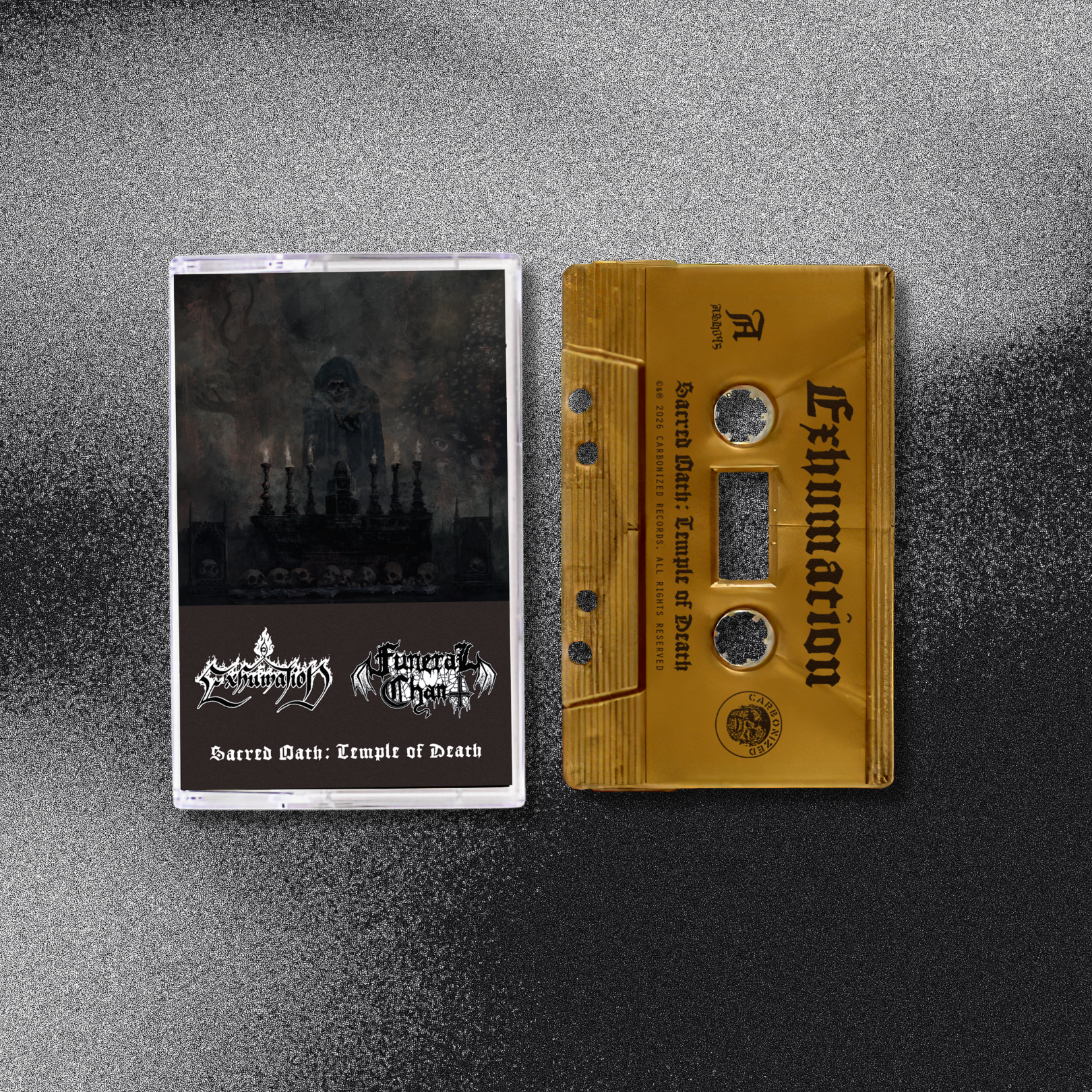 EXHUMATION / FUNERAL CHANT: Sacred Oath - Temple of Death Gold Cassette