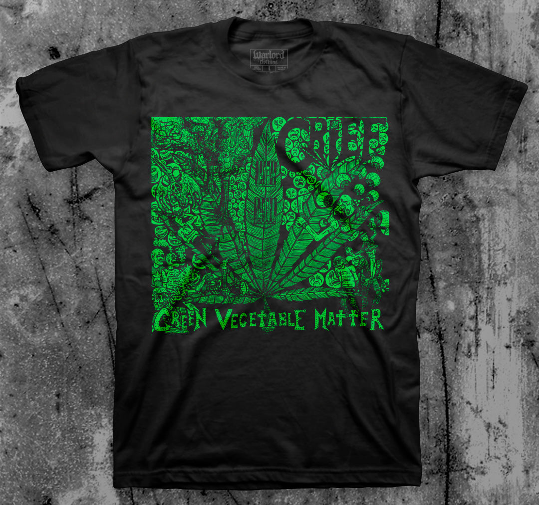 GRIEF_Green_Vegetable_Matter_T_shirt_Front_in_Australia_Global_Disrupt_Records