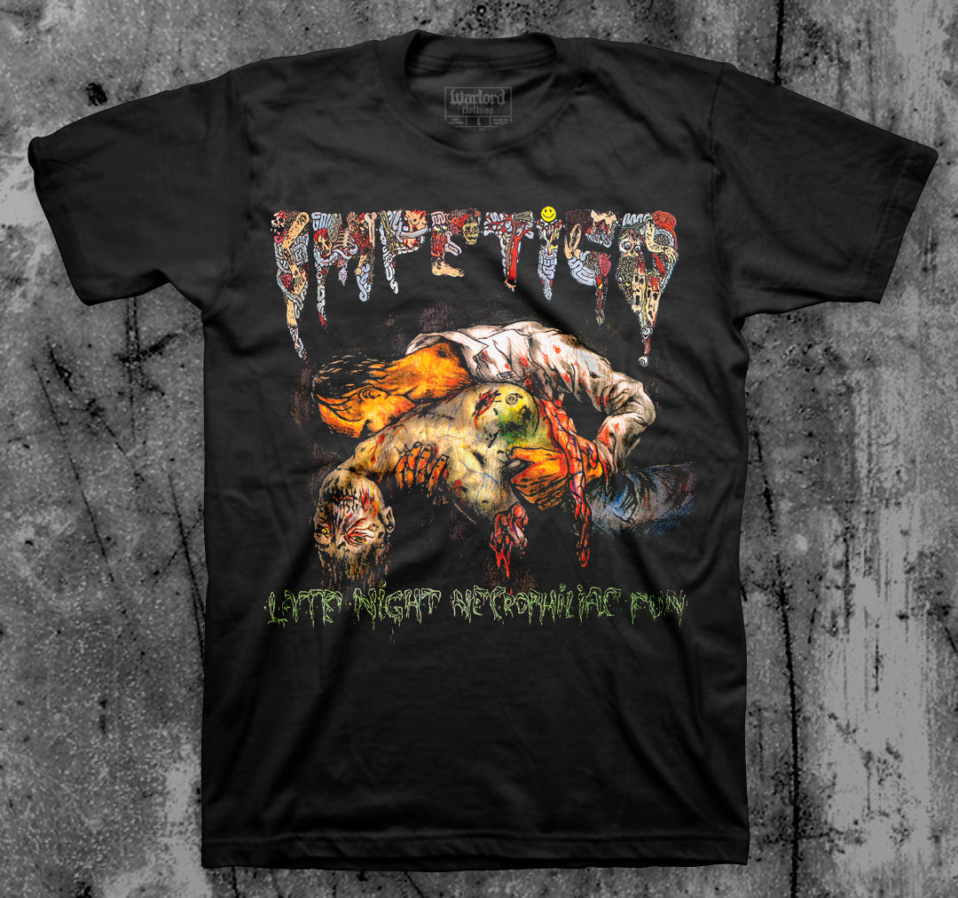 IMPETIGO_Late_Night_Necrophiliac_Fun_T_shirt_Front_in_Australia_Global_Disrupt_Records