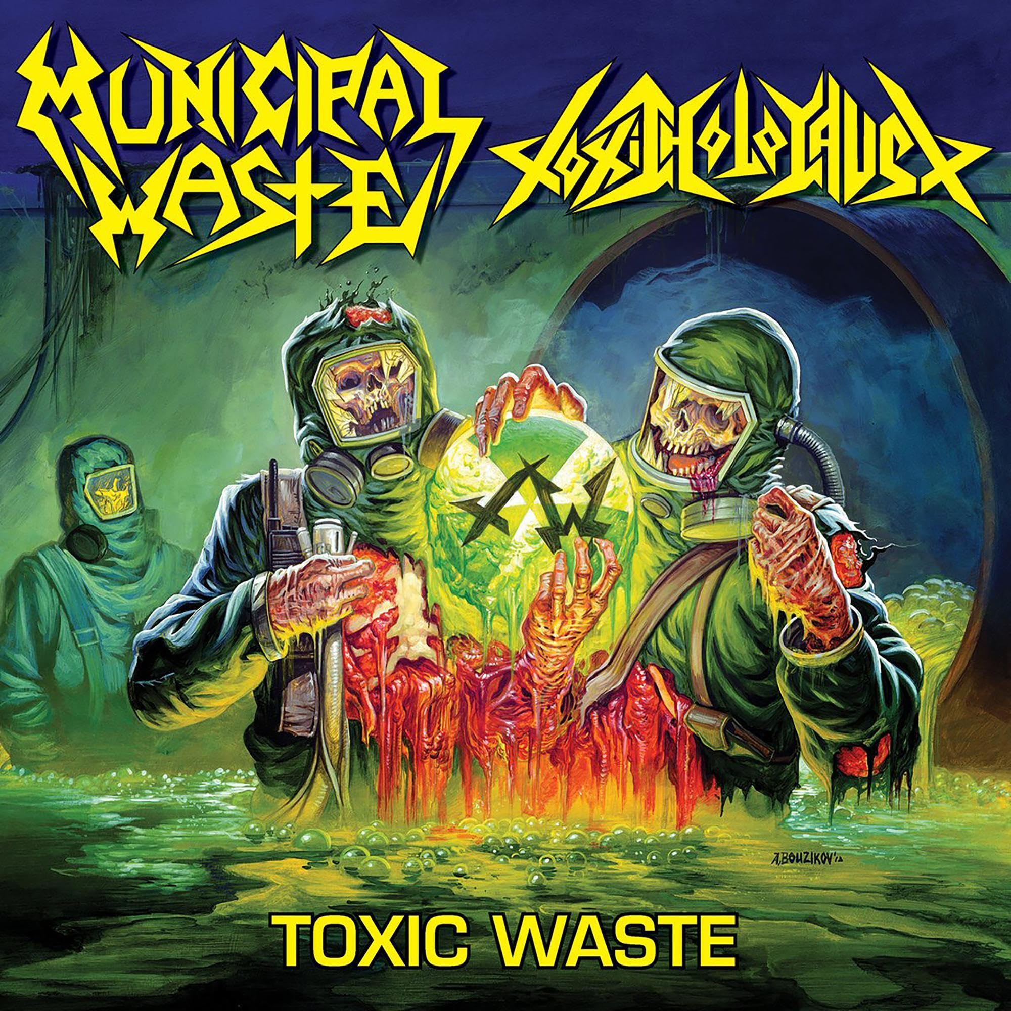 MUNICIPAL_WASTE_/_TOXIC_HOLOCAUST_Toxic_Waste_Vinyl_12"_in_Australia_Global_Disrupt_Records