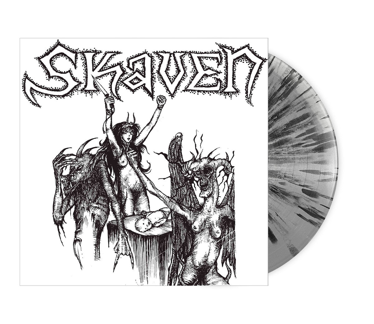 SKAVEN: Flowers Of Flesh And Blood Vinyl MLP (Clear / Silver Merge W/ Splatter) cover