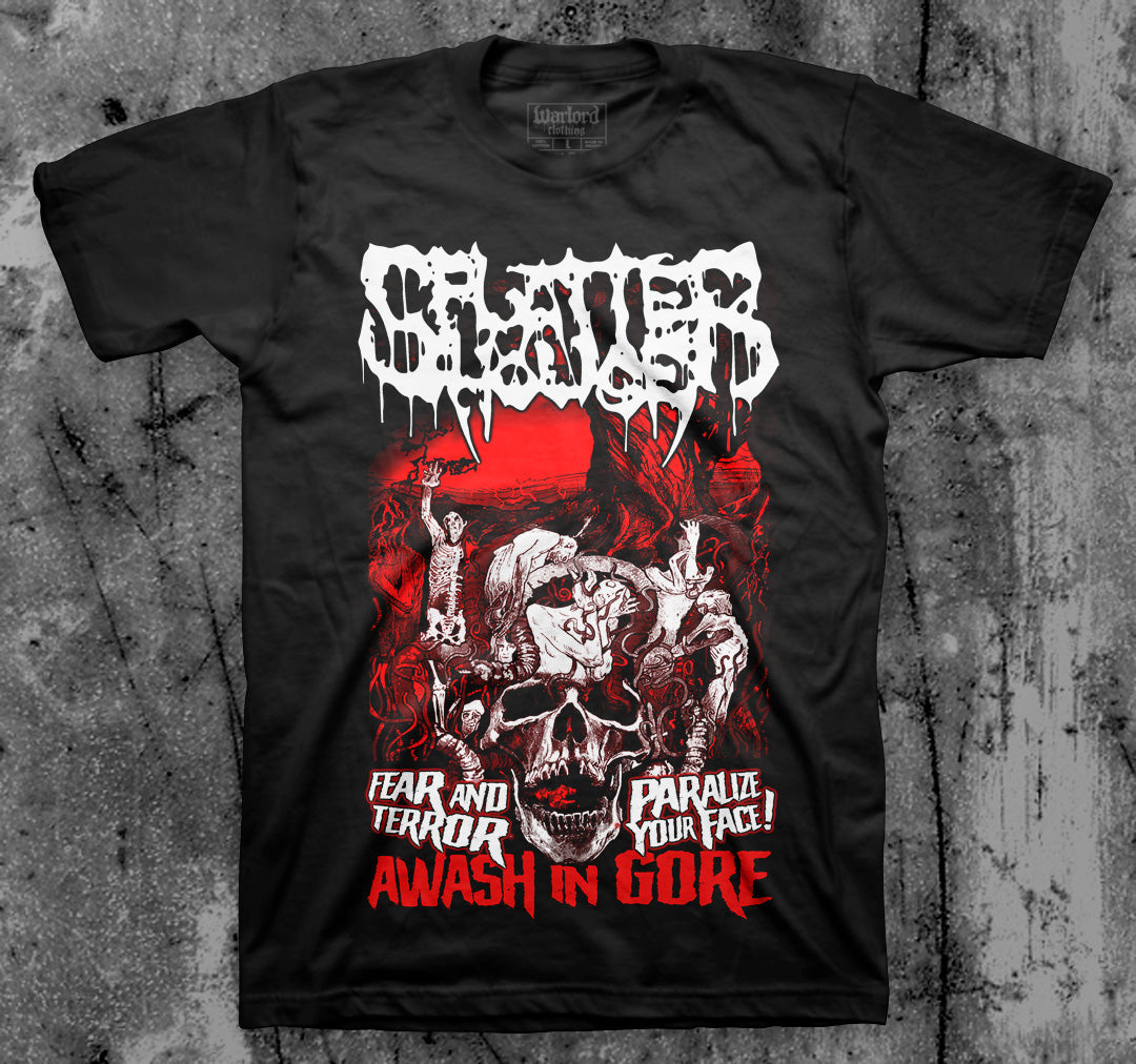 SPLATTERHOUSE_Awash_In_Gore_T_shirt_Front_in_Australia_Global_Disrupt_Records