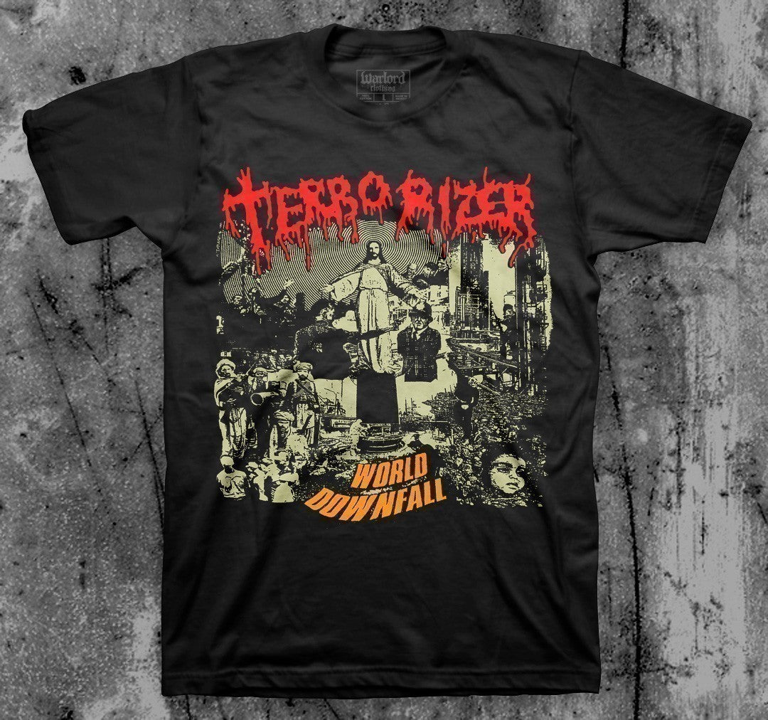 TERRORIZER_WorldDownfall_Color_T_shirt_Front_in_Australia_Global_Disrupt_Records