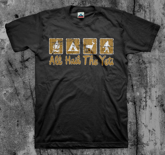 ALL_HAIL_THE_YETI_Campground_T_shirt_Front_in_Australia_Global_Disrupt_Records