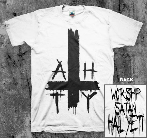 ALL_HAIL_THE_YETI_Worship_T_shirt_Front_in_Australia_Global_Disrupt_Records