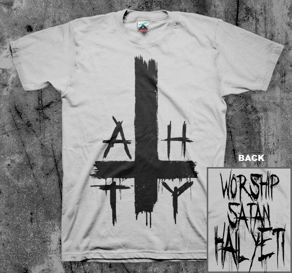 ALL_HAIL_THE_YETI_Worship_T_shirt_Front_Back_in_Australia_Global_Disrupt_Records