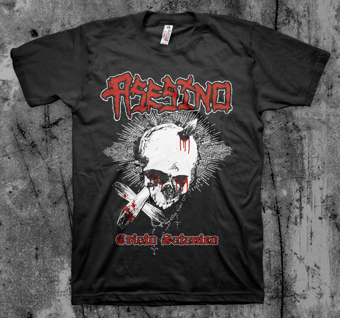 ASESINO_Cristo_Skull_T_shirt_Front_in_Australia_Global_Disrupt_Records