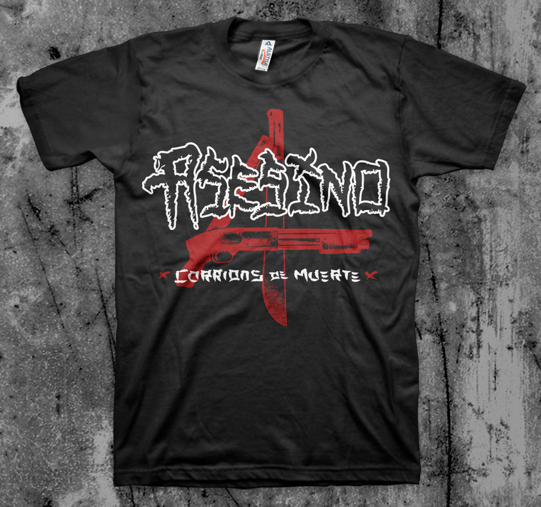 ASESINO_Corridos_T_shirt_Front_in_Australia_Global_Disrupt_Records