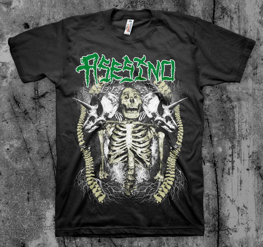 ASESINO_Skeleton_T_shirt_Front_in_Australia_Global_Disrupt_Records