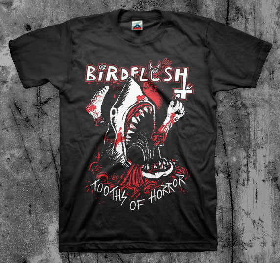 BIRDFLESH_Tooths_Of_Horror_T_shirt_Front_in_Australia_Global_Disrupt_Records