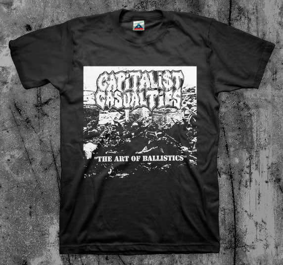 CAPITALIST_CASUALTIES_The_Art_Of_Ballistics_T_shirt_Front_in_Australia_Global_Disrupt_Records