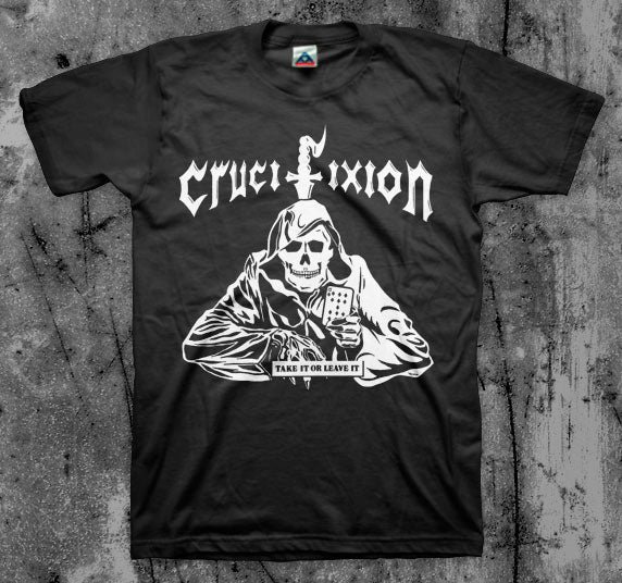 CRUCIFIXION_Take_It_Or_Leave_It_T_shirt_Front_in_Australia_Global_Disrupt_Records