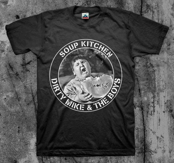 DIRTY_MIKE_AND_THE_BOYS_Soup_Kitchen_T_shirt_Front_in_Australia_Global_Disrupt_Records