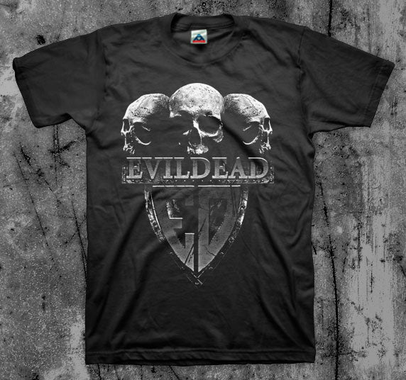 EVIL_DEAD_Evil_Skulls_T_shirt_Front_in_Australia_Global_Disrupt_Records