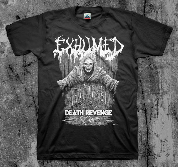 EXHUMED_Death_Revenge_T_shirt_Front_in_Australia_Global_Disrupt_Records