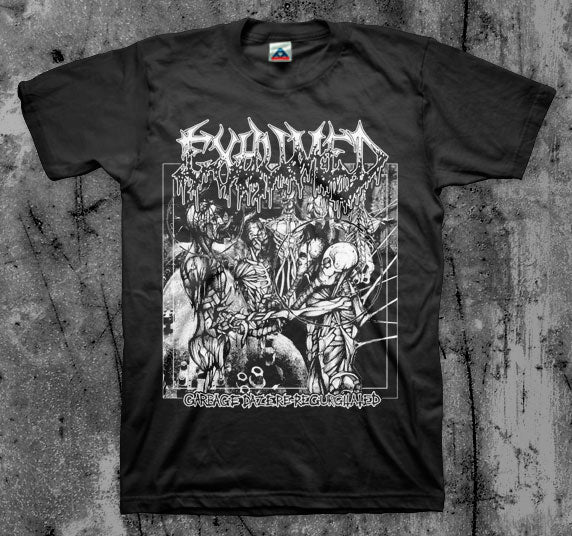 EXHUMED_Garbage_Daze_T_shirt_Front_in_Australia_Global_Disrupt_Records
