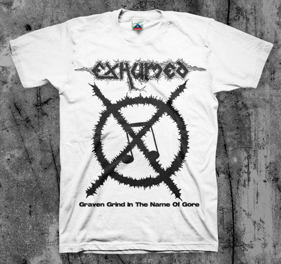 EXHUMED_Carcass_Grinder_T_shirt_Front_in_Australia_Global_Disrupt_Records