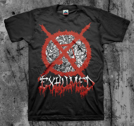 EXHUMED_Necrotized_V2_T_shirt_Front_in_Australia_Global_Disrupt_Records