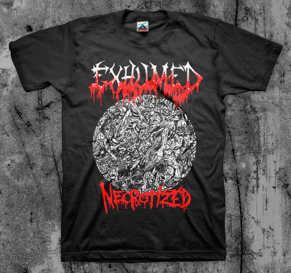 EXHUMED_Necrotized_T_shirt_Front_in_Australia_Global_Disrupt_Records
