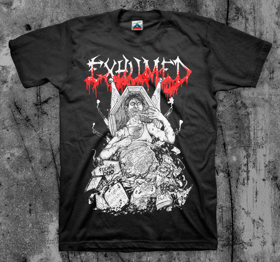 EXHUMED_Raveninig_T_shirt_Front_in_Australia_Global_Disrupt_Records