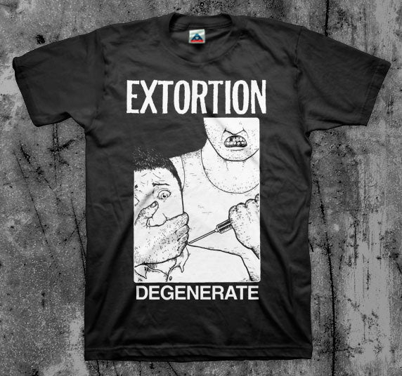 EXTORTION_Degenerate_T_shirt_Front_in_Australia_Global_Disrupt_Records