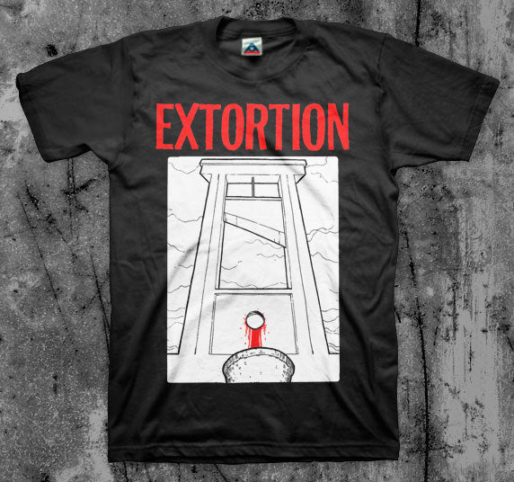 EXTORTION_Guillotine_T_shirt_Front_in_Australia_Global_Disrupt_Records