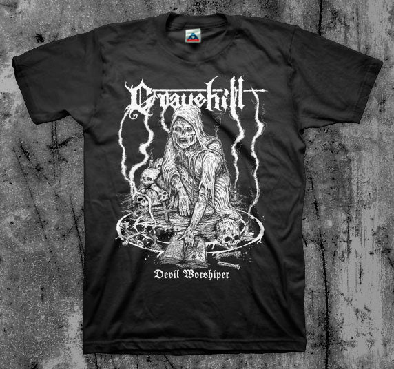 GRAVEHILL_Devil_Worshiper_T_shirt_Front_in_Australia_Global_Disrupt_Records