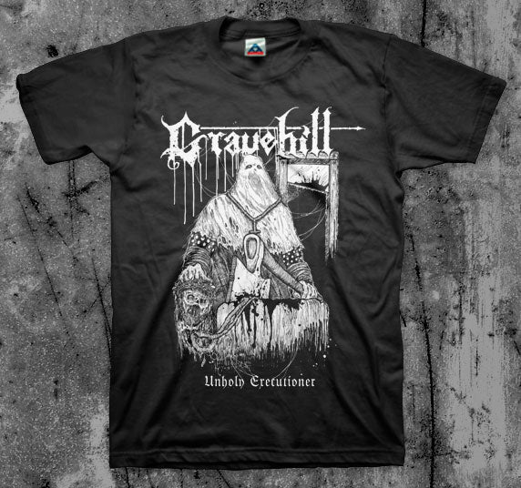 GRAVEHILL_Unholy_Excecutioner_T_shirt_Front_in_Australia_Global_Disrupt_Records