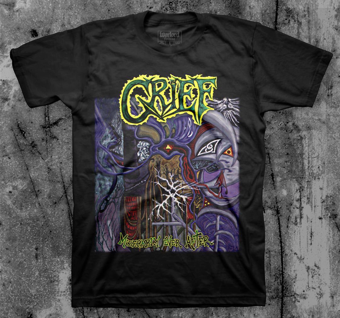 GRIEF_Miserably_Ever_After_T_shirt_Front_in_Australia_Global_Disrupt_Records