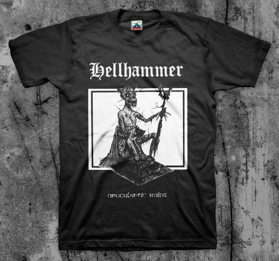 HELLHAMMER_Apocalyptic_Raids_T_shirt_Front_in_Australia_Global_Disrupt_Records