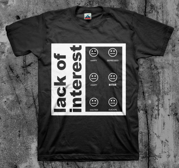 LACK_OF_INTEREST_Moods_T_shirt_Front_in_Australia_Global_Disrupt_Records