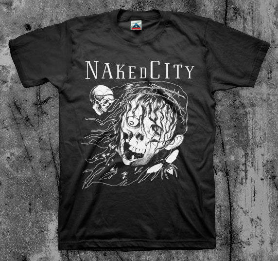 NAKED_CITY_Skull_T_shirt_Front_in_Australia_Global_Disrupt_Records
