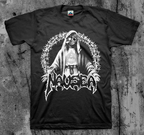 NAUSEA_L_A_Barbwire_Mary_T_shirt_Front_in_Australia_Global_Disrupt_Records
