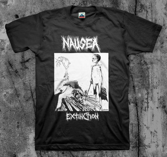 NAUSEA_Extinction_T_shirt_Front_in_Australia_Global_Disrupt_Records