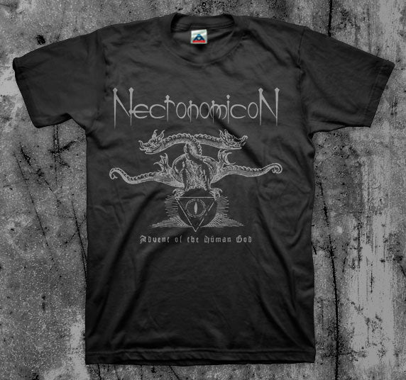 NECRONOMICON_Advent_Of_The_Demon_God_T_shirt_Front_in_Australia_Global_Disrupt_Records