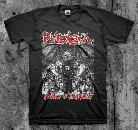 PHOBIA_Decades_of_Blastpheme_T_shirt_Front_in_Australia_Global_Disrupt_Records