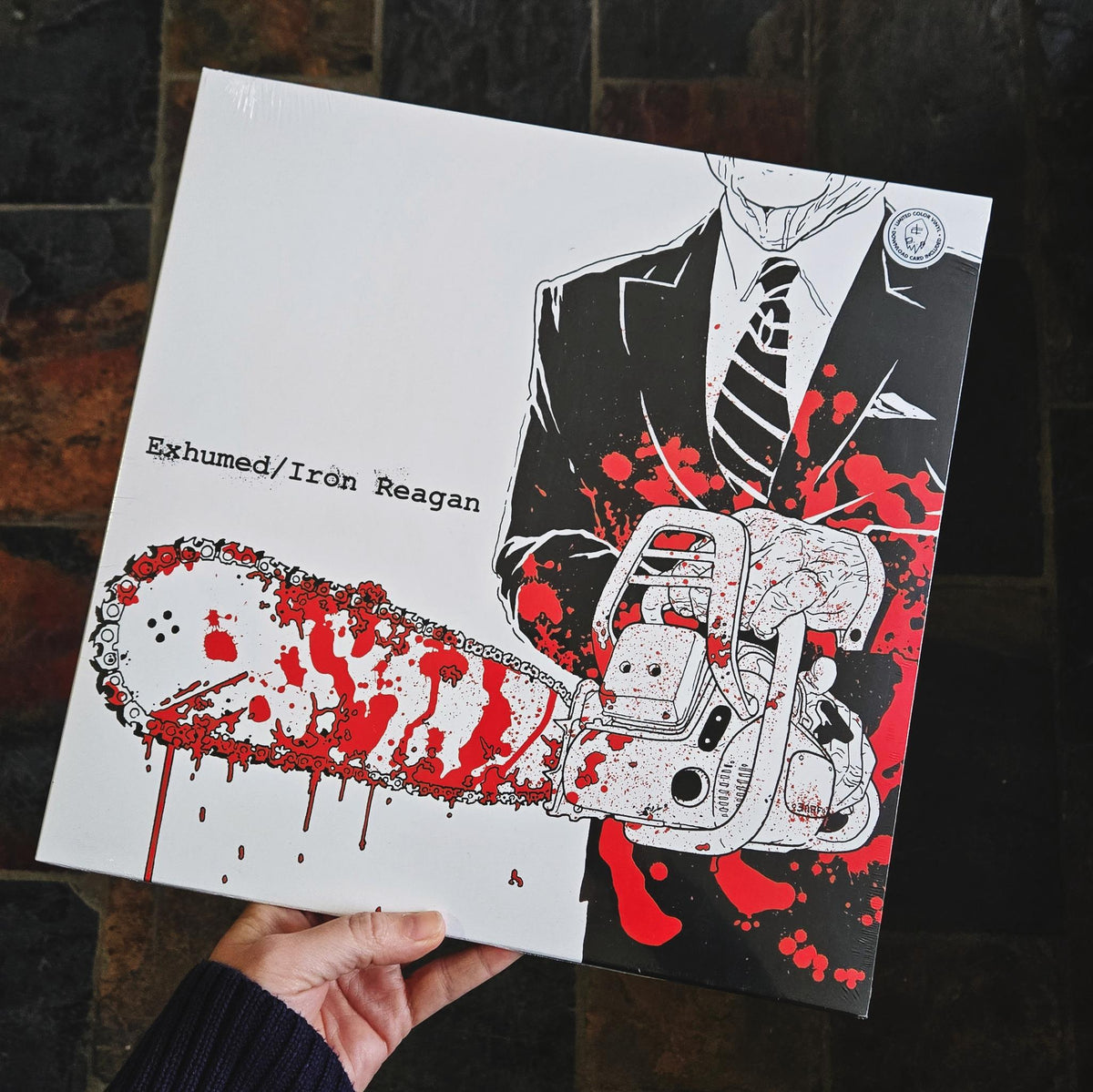 EXHUMED / IRON REAGAN: Split 12" (Red/White Splatter, Ltd.)