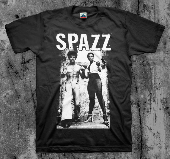 SPAZZ_Afro_Fist_T_shirt_Front_in_Australia_Global_Disrupt_Records
