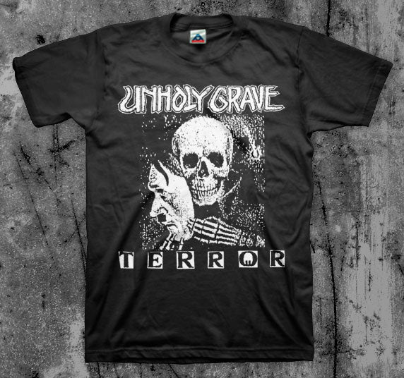 UNHOLY_GRAVE_Terror_T_shirt_Front_in_Australia_Global_Disrupt_Records