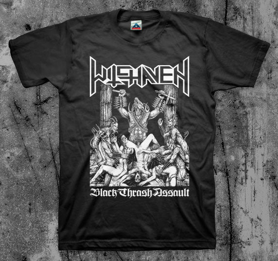 WITCHAVEN_Black_Thrash_Assault_T_shirt_Front_in_Australia_Global_Disrupt_Records